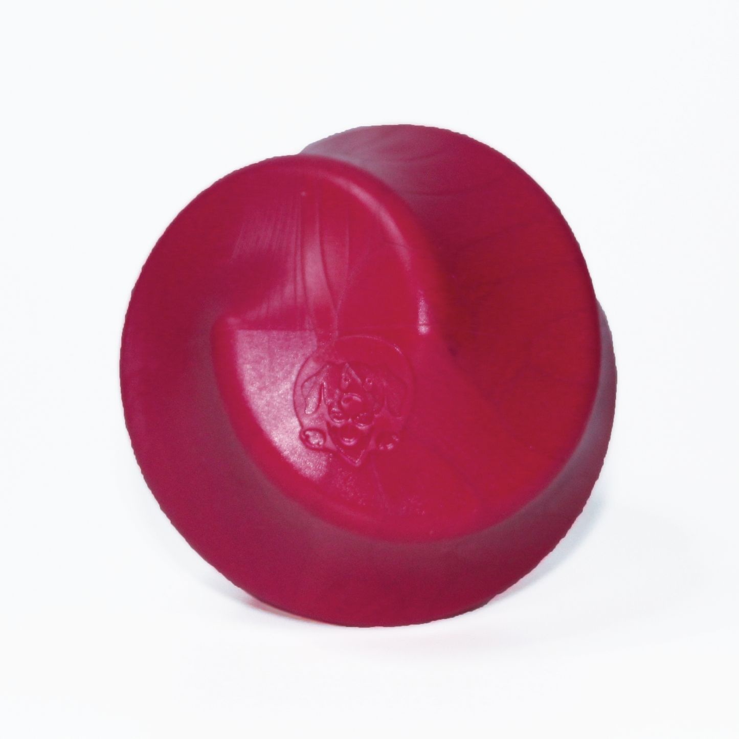 3.25" red rubber ball with grooved channels for easy throwing and retrieving